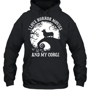 I love horror movies and my corgi moon shirt 4